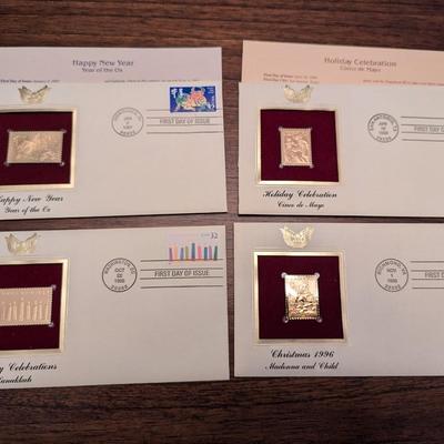 First Day Issue Holidays 22K Gold Replica Envelopes
