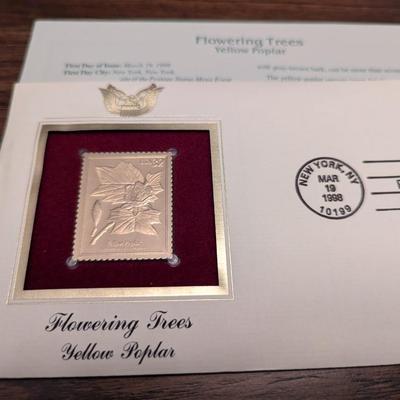 First Day Issue Flowering Trees 22K Gold Replica Envelopes