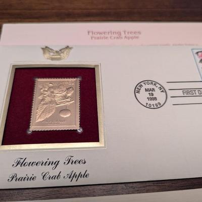 First Day Issue Flowering Trees 22K Gold Replica Envelopes