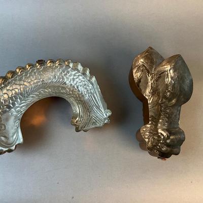 1175 Pair of Two Copper Molds Fish & Lobster