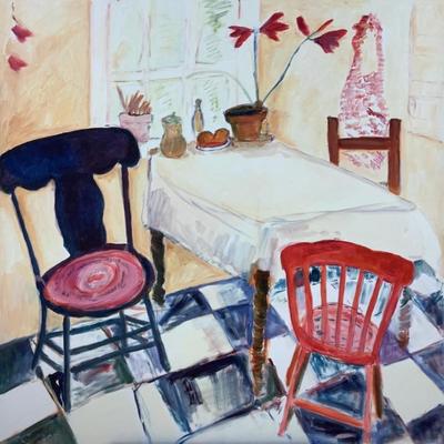 139 "Pamela's Kitchen" 2005 Oil on Canvas by Ellen Into