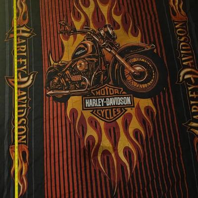 VINTAGE HARLEY DAVIDSON MOTORCYCLES REVERSIBLE COMFORTER BEDDING 84x62