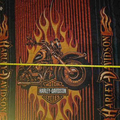 VINTAGE HARLEY DAVIDSON MOTORCYCLES REVERSIBLE COMFORTER BEDDING 84x62