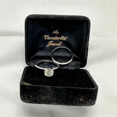 Vintage The Vanderbilt Jewel Silvertone Rings and wedding band