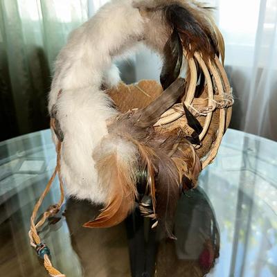 67 FUR & FEATHER BASKET MEDALLION BEADS WOVEN