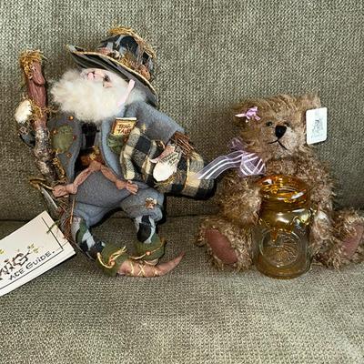 70 BEN TWIG SELF SITTER PLUSH + FANCY FRANCIE BEAR WITH HONEY JAR