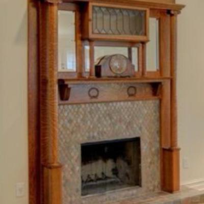 *Dismantled* Antique Tigerwood Fireplace Mantle with Curio
