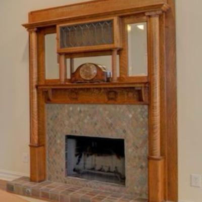 *Dismantled* Antique Tigerwood Fireplace Mantle with Curio