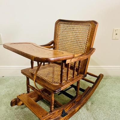 Vintage Convertible Child's High Chair Turns Into Rocking Chair