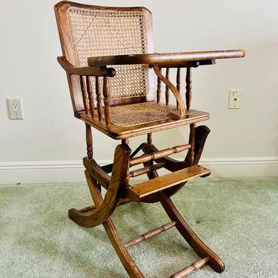 Vintage Convertible Child's High Chair Turns Into Rocking Chair