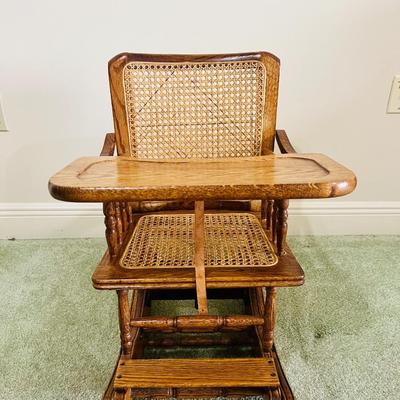 Vintage Convertible Child's High Chair Turns Into Rocking Chair