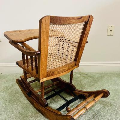 Vintage Convertible Child's High Chair Turns Into Rocking Chair