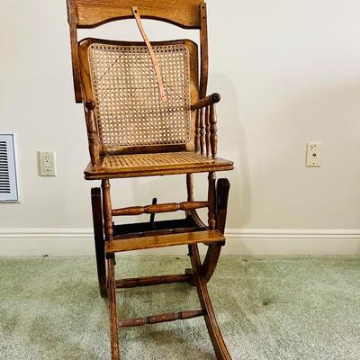 Vintage Convertible Child's High Chair Turns Into Rocking Chair