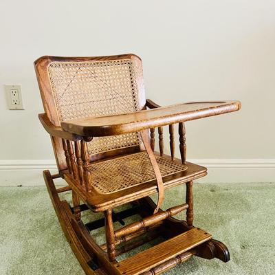 Vintage Convertible Child's High Chair Turns Into Rocking Chair