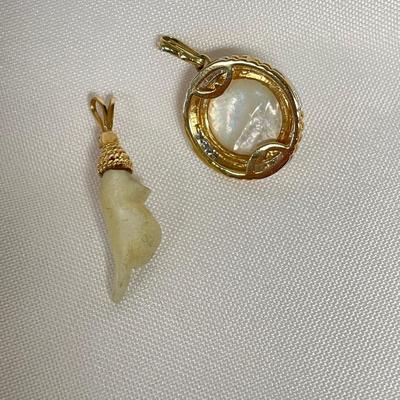 Two Diamond & Pearl Pendants (ST-SS)
