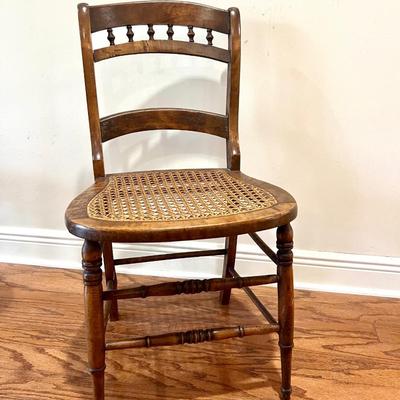 Three Maple (?) Wood Cane Bottom Chairs