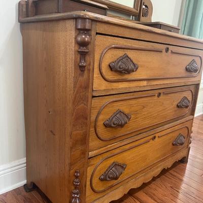 Antique Victorian Dresser with Adjustable Mirror