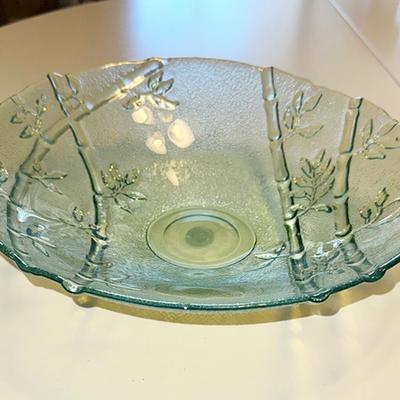 74 NEW GREEN GLASS 12" SALAD BOWL RECYCLED MADE SPAIN