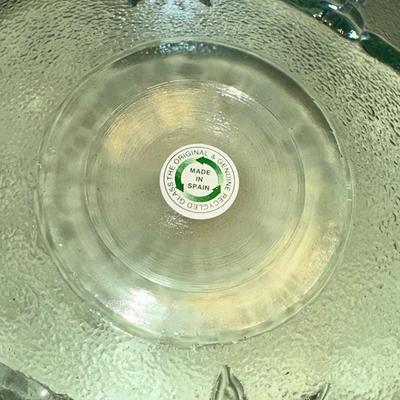74 NEW GREEN GLASS 12" SALAD BOWL RECYCLED MADE SPAIN