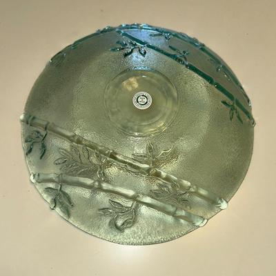74 NEW GREEN GLASS 12" SALAD BOWL RECYCLED MADE SPAIN