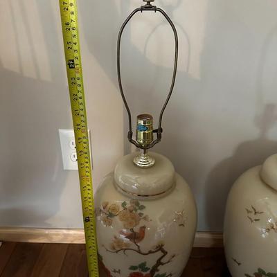 Pair of Vintage Lamp Hand Painted Chinoiserie Table Lamp / Lighting / Vintage Home Decoration