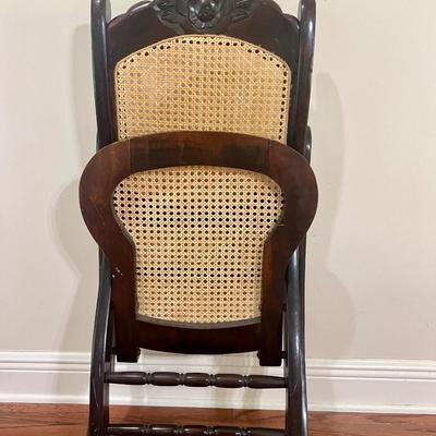 Vintage Folding Cane Rocking Chair