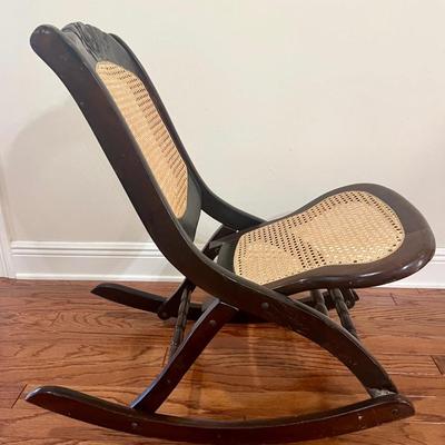 Vintage Folding Cane Rocking Chair