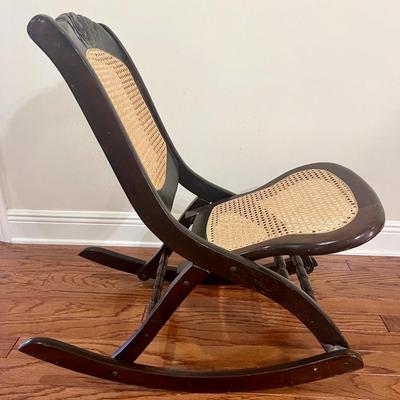 Vintage Folding Cane Rocking Chair