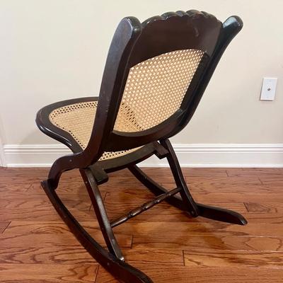 Vintage Folding Cane Rocking Chair