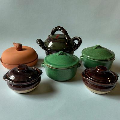 Covered Pottery Baking Dishes by Hull, Williams Sonoma, & More (G-TF)
