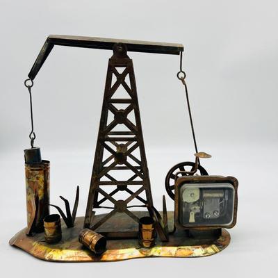 Vintage Copper Oil Well Moveable Music Box