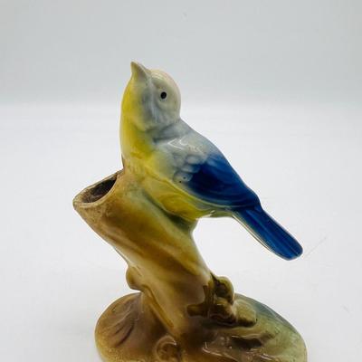 Two 1960s Royal Copley Porcelain Bird Figurine Bud Vase