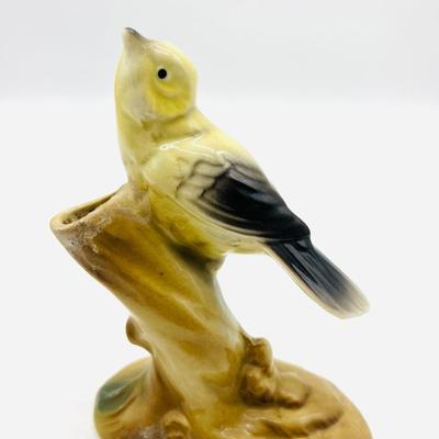 Two 1960s Royal Copley Porcelain Bird Figurine Bud Vase