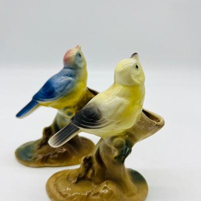 Two 1960s Royal Copley Porcelain Bird Figurine Bud Vase