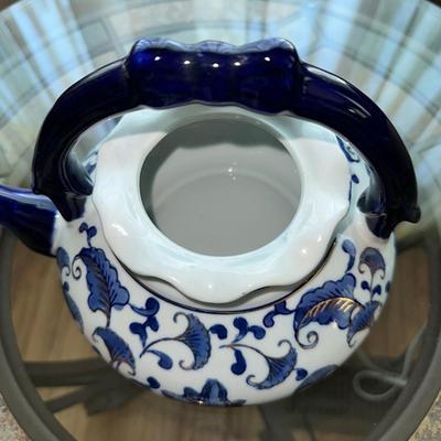 83 BLUE TEAPOT WITH GOLD ACCENT MADE IN CHINA