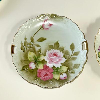 85 PAINTED 2 PLATES LEFTON ROSES LIMOGES FRANCE VIOLETS