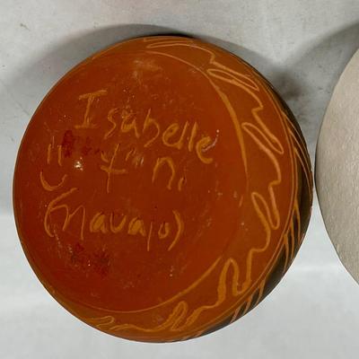 2 small American Indian Southwest Pottery Vases signed