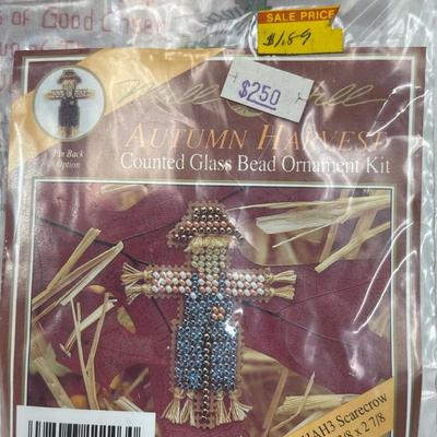 Bucilla Stamped Cross-Stitch Apron and Miniature Scarecrow Cross-Stitch