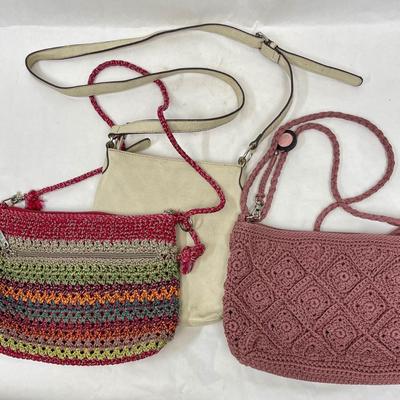 Vintage Purse lot - one Nine West white leather and 2 fabric The Sac