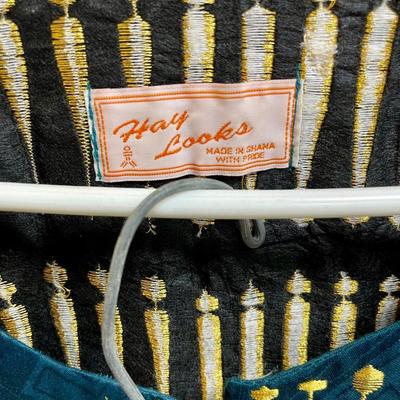 2-piece Woman's Stitched Linen Embroidered Suit, Aqua Marine & Gold