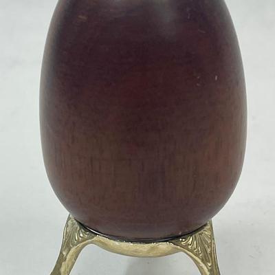 Vintage Wooden Egg with farm scene hand painted design signed