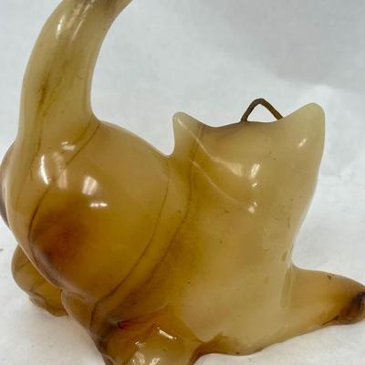Vintage c1960's Cat Candle with Plastic Eyes - Crouching Kitty - new condition