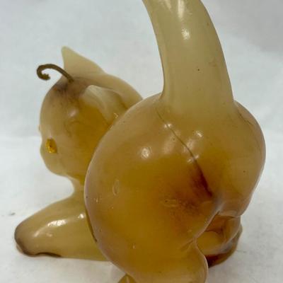 Vintage c1960's Cat Candle with Plastic Eyes - Crouching Kitty - new condition