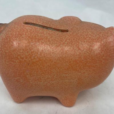Vintage Ceramic Piggy Bank Pink Purple