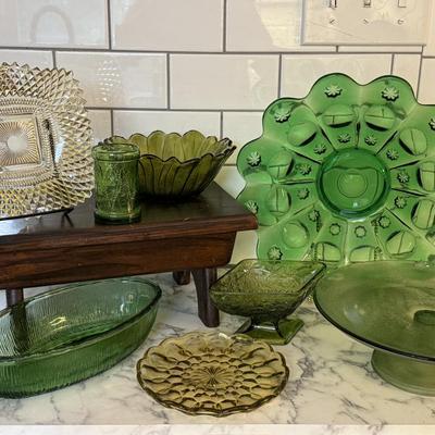 Vintage Green and Yellow Glass Lot