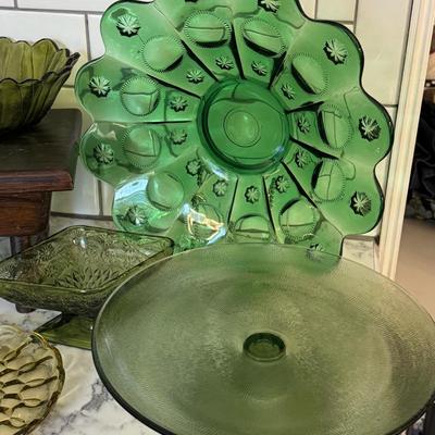 Vintage Green and Yellow Glass Lot