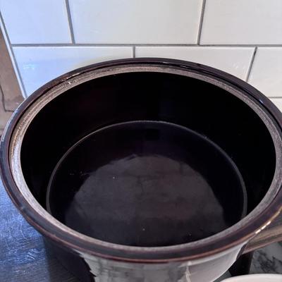 Stoneware Crock w/ Lid and Vintage Corningware Lot