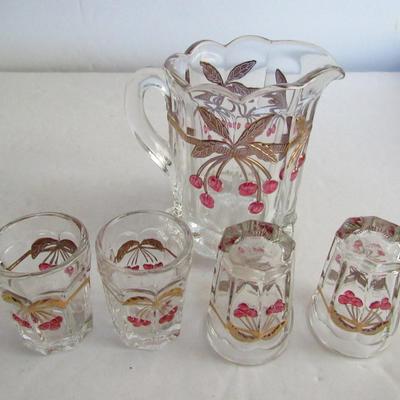 Older Mosser Glass Child's Pitcher and Tumbler Set