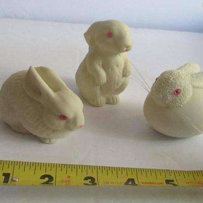 3 Older Dept 56 Rabbit Figurines