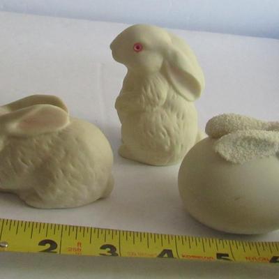3 Older Dept 56 Rabbit Figurines